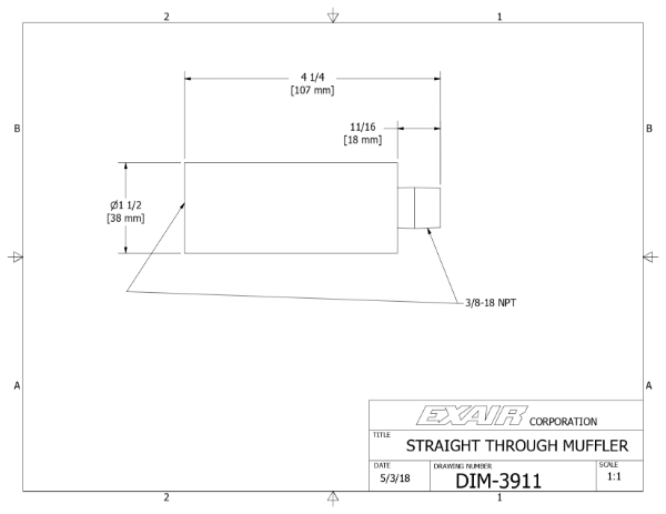 Straight Through Muffler 3/8 NPT