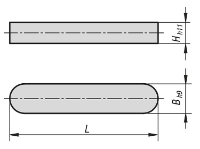 PARALLEL KEY DIN6885, FORM:A, B=4, L=22, H=4, STAINLESS STEEL 1.4571 