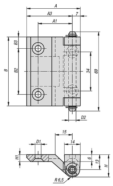 Hinges Stainless Drawing