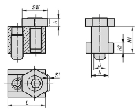 Cam screws with hexagon washer, for T-slots