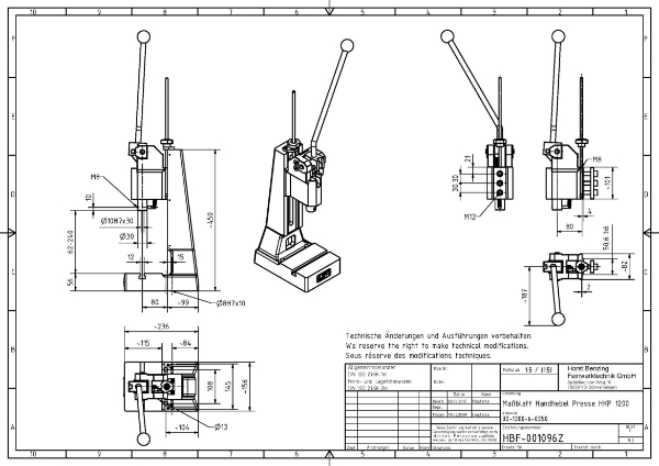 Toggle Press 60mm Stroke 12kN Capacity With T Slot