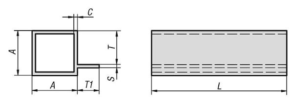 Square tubes single-finned