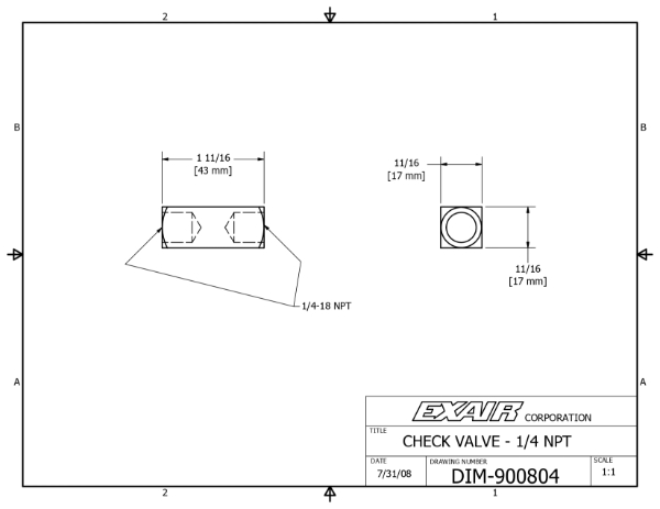 Check Valve 1/4 NPT