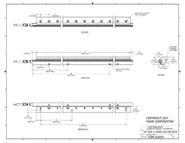 54" (1372mm) Gen 4 Super Ionizing Air Knife & Power Supply