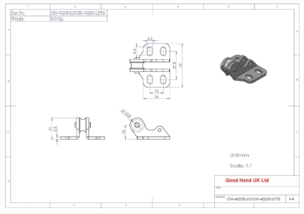 GH-40200-LP Stainless Steel Latch Plate To Suit GH-40200-SS