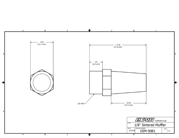 Sintered Bronze Muffler 1/8NPT