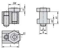 Cam screws with hexagon washer, for T-slots