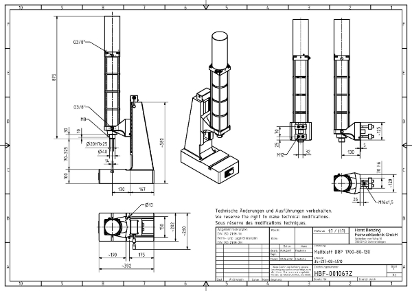 Pneumatic Press 17KN 80mm Stroke Dimension B 70-325mm