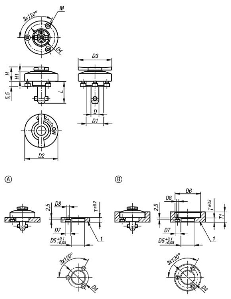 Quarter turn locks Drawing Flat