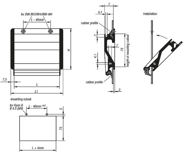 Recessed Handles form B Drawing