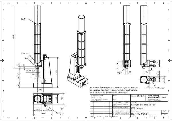 Pneumatic Press 17KN 120mm Stroke Dimension B 60-285mm