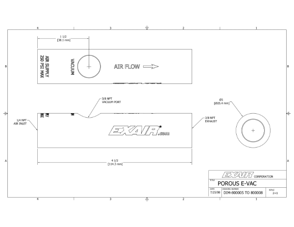 In Line E Vac Only For Porous Applications 8.4 CFM