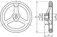 Cast Iron Handwheel Blank Hole No Handle Drawing