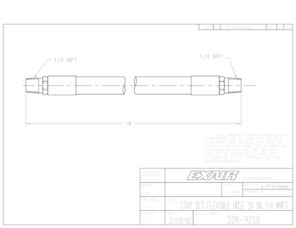 457mm Stay Set Hose 1/4 Male Both Ends