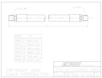 914mm Stay Set Hose 1/4 Male Both Ends