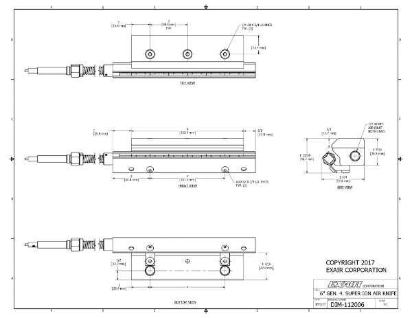 6" (152mm) Gen 4 Super Ionizing Air Knife With Power Supply