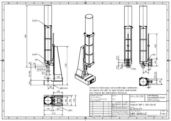 Pneumatic Press 13KN 120mm Stroke Dimension B 65-350mm