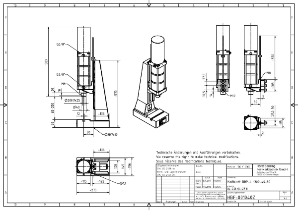 Pneumatic Press 13KN 40mm Stroke Dimension B 65-350mm