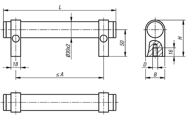 Tubular handles adjustable Drawing