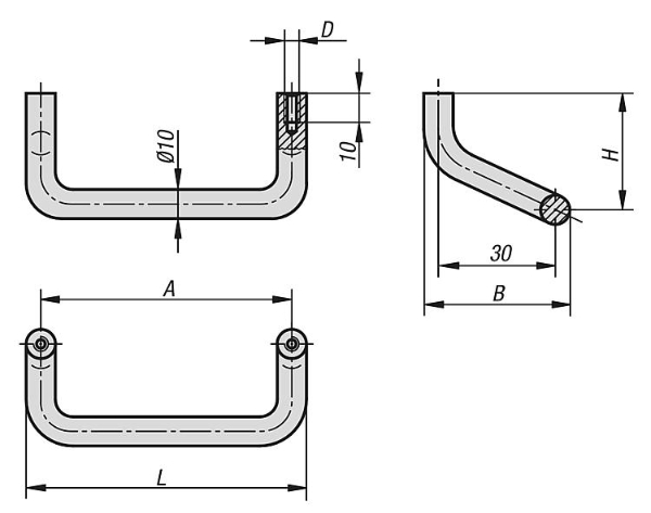 Pull handles angled